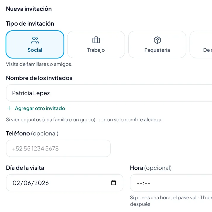 Invitar toma segundos