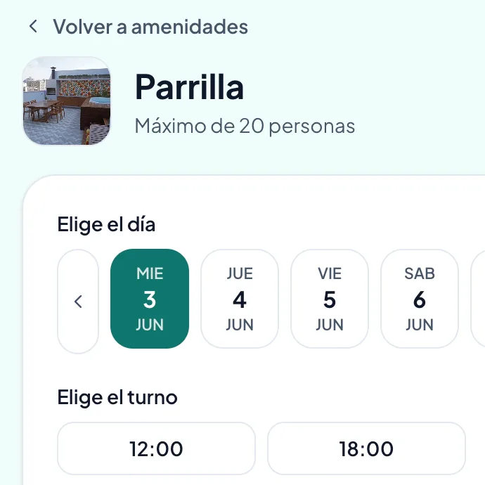 Reserva de amenidades